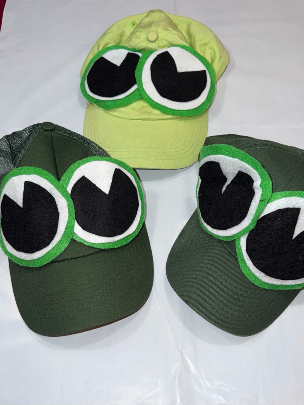 GREEN Frog FACE HAT Costume Toad Headwear Adult Kids FAMILY costume Halloween OS